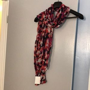 New scarf with pink, purple, navy blue and white.